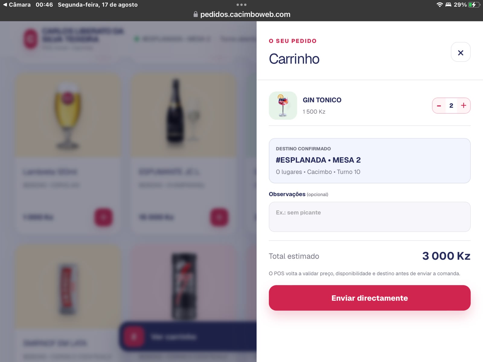 Carrinho do POS móvel adaptado ao telemóvel